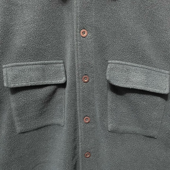 plain blank navy blue Arizona long sleeve button up fleece sweatshirt jacket - Picture 2 of 6